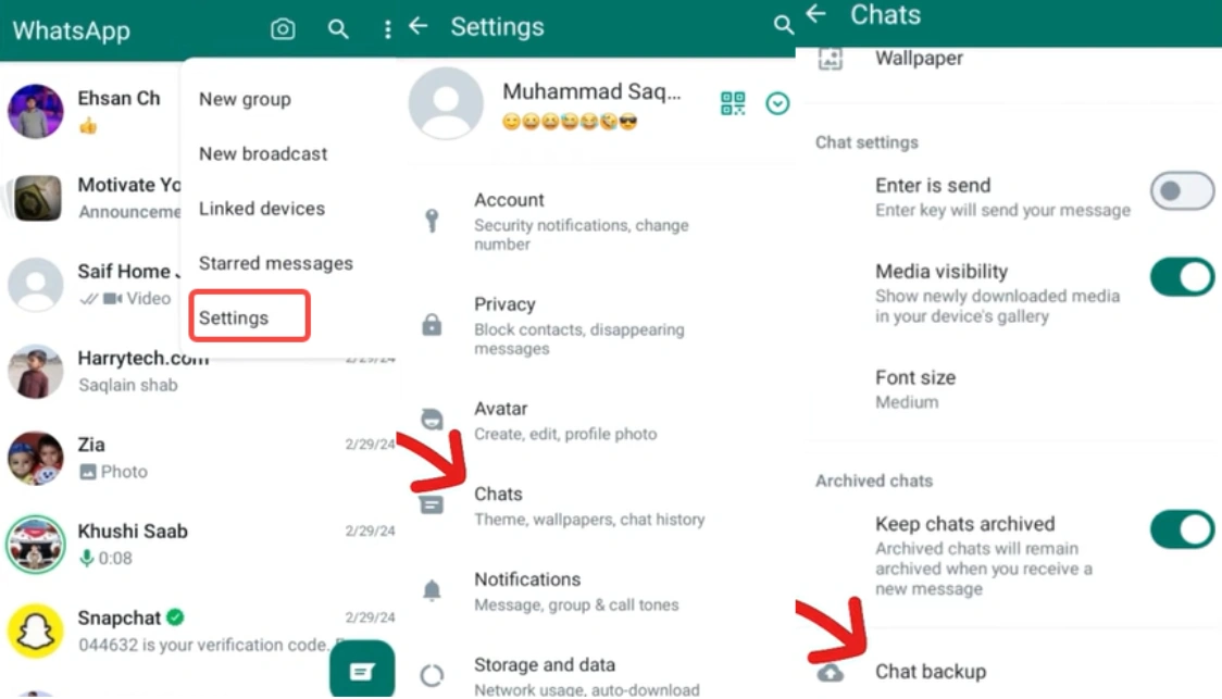 steps to backup WA